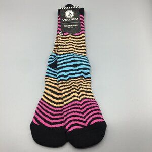 Volcom Men's Rainbow Striped Vibe Socks Crew Socks Large 9-12